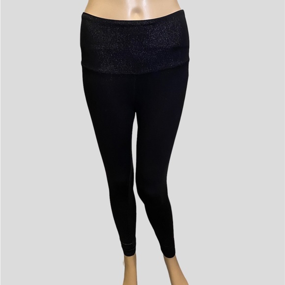 Beyond Yoga Twinkle Leggings High-Rise Black Silver Sparkle Shimmer Sz Small EUC - Picture 1 of 5